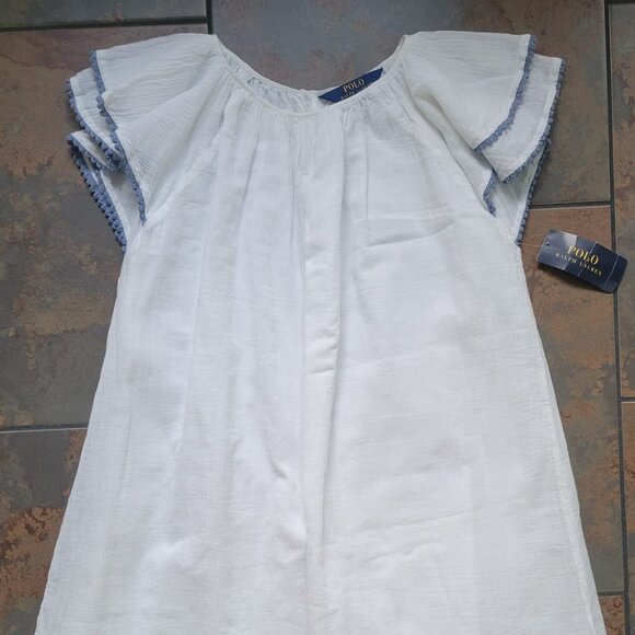 Polo Ralph Lauren Gauze Dress with Blue Trim - Picture 1 of 2